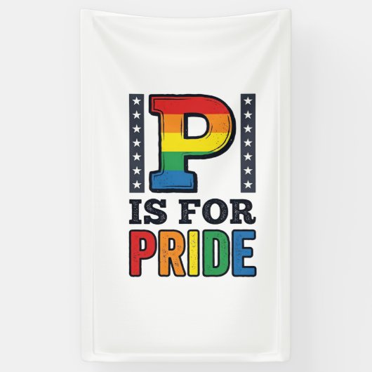 Retro Pride Letter P Regenboog Shirt Ontwerp_1 Spandoek (Verticaal)