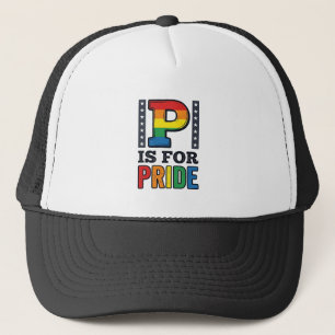Retro Pride Letter P Regenboog Shirt Ontwerp_1 Trucker Pet