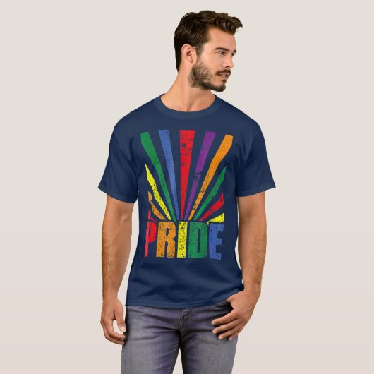 Retro Pride LGB Rainbow Sunray Flag T-shirt (Voorkant volledig)