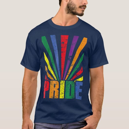  Retro Pride LGB Rainbow Sunray Flag T-shirt (Voorkant)