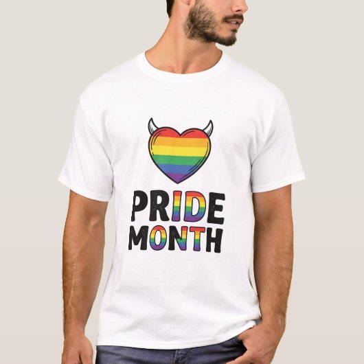 Retro Pride Maand Gehoornde Hart Shirt Ontwerp_1 (Voorkant)