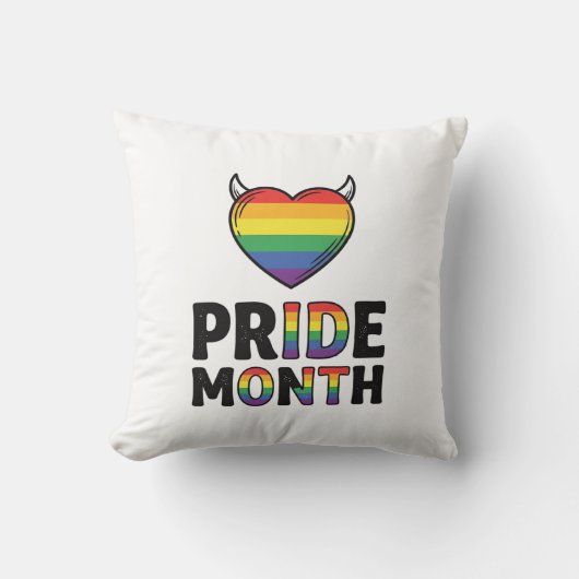 Retro Pride Maand Gehoornde Hart Shirt Ontwerp_1 Kussen (Voorkant)