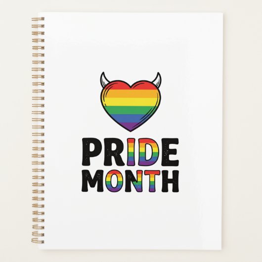 Retro Pride Maand Gehoornde Hart Shirt Ontwerp_1 Planner (Voorkant)