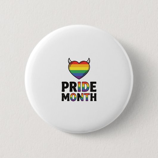 Retro Pride Maand Gehoornde Hart Shirt Ontwerp_1 Ronde Button 5,7 Cm (Voorkant)