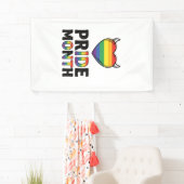 Retro Pride Maand Gehoornde Hart Shirt Ontwerp_1 Spandoek (Insitu)