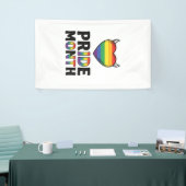 Retro Pride Maand Gehoornde Hart Shirt Ontwerp_1 Spandoek (Beurs)