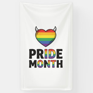 Retro Pride Maand Gehoornde Hart Shirt Ontwerp_1 Spandoek