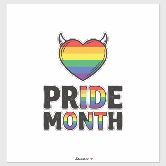 Retro Pride Maand Gehoornde Hart Shirt Ontwerp_1 Sticker (Vel)