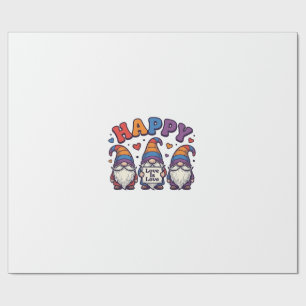 Retro Pride Maand Gnome Regenboog Shirt Ontwerp_1 Cadeaupapier