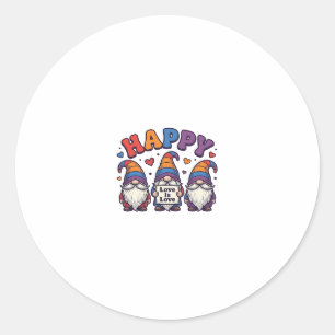 Retro Pride Maand Gnome Regenboog Shirt Ontwerp_1 Ronde Sticker