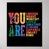 Retro Pride Mental Health You Are Enough Brave Wor Poster (Voorkant)