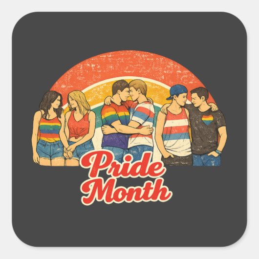 Retro Pride Month LGBTQ-viering Vierkante Sticker (Voorkant)