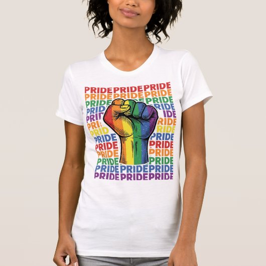 Retro Pride Opgeheven Vuist Regenboog Shirt Ontwer (Voorkant)