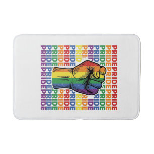 Retro Pride Opgeheven Vuist Regenboog Shirt Ontwer Badmat