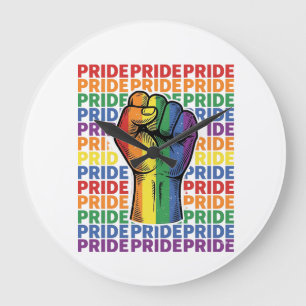 Retro Pride Opgeheven Vuist Regenboog Shirt Ontwer Grote Klok