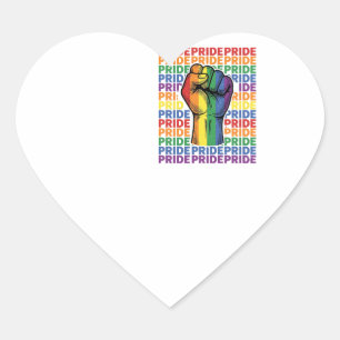 Retro Pride Opgeheven Vuist Regenboog Shirt Ontwer Hart Sticker