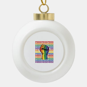 Retro Pride Opgeheven Vuist Regenboog Shirt Ontwer Keramische Bal Ornament