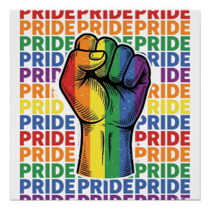 Retro Pride Opgeheven Vuist Regenboog Shirt Ontwer Perfect Poster
