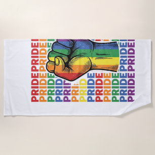 Retro Pride Opgeheven Vuist Regenboog Shirt Ontwer Strandlaken