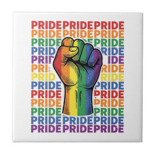 Retro Pride Opgeheven Vuist Regenboog Shirt Ontwer Tegeltje
