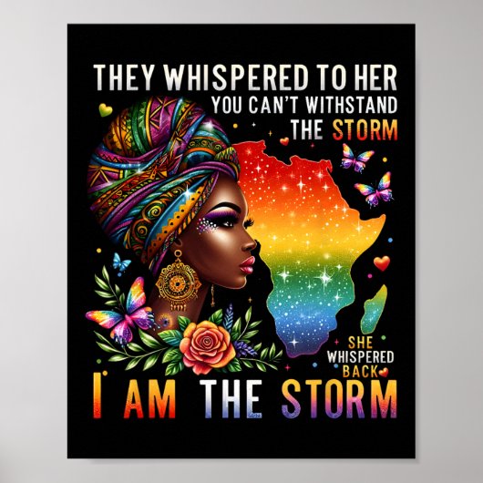Retro Pride Zwarte Vrouw Ik Ben De Storm Inspirati Poster (Voorkant)