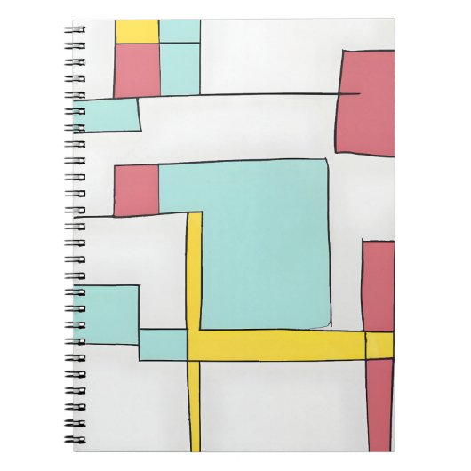 Retro Primary Color Geometric Grid Notitieboek (Voorkant)