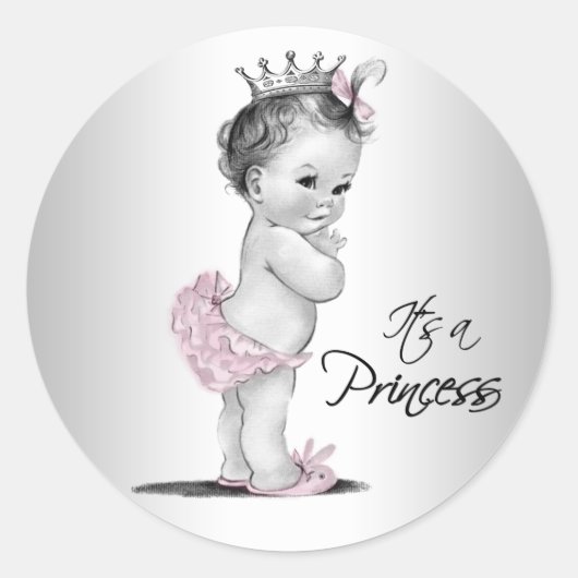 Retro Prinses Baby Borrel Stickers (Voorkant)