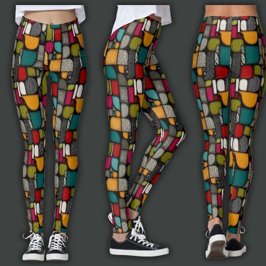 Retro Print | Gebrandschilderd Glas Leggings