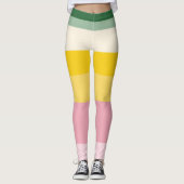 Retro Print | Kleurblok Leggings (Voorkant)