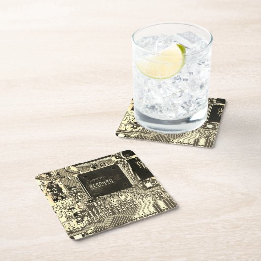 Retro printplaat • Geek elektronische PCB Kartonnen Onderzetters (Insitu)