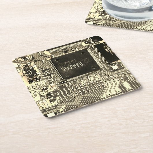 Retro printplaat • Geek elektronische PCB Kartonnen Onderzetters (Schuin)