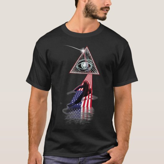  Retro Prism US Flag Skiing T-shirt (Voorkant)