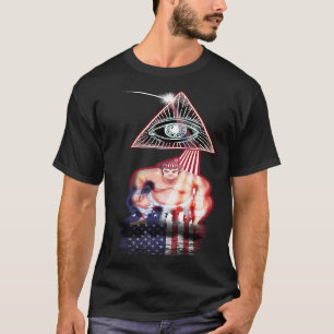 Retro Prism US Flag Sumo Wrestler T-shirt