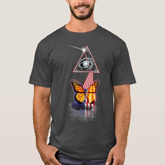 Retro Prism US Flag Vlinder T-shirt (Voorkant)
