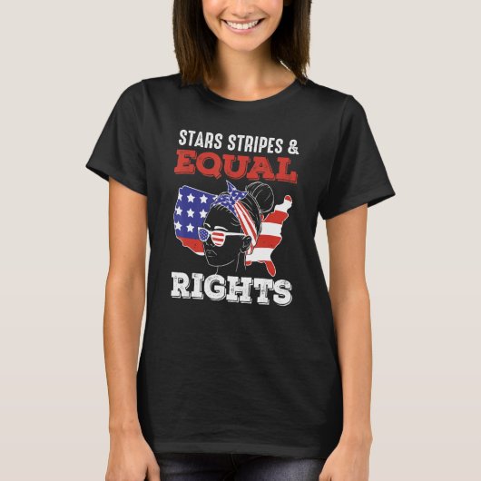 Retro Pro Choice Feminist Stars Stripes And Equal T-shirt (Voorkant)