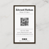 Retro professionele schrijfmachine qr-code visitekaartje (Achterkant)