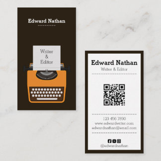 Retro professionele schrijfmachine qr-code visitekaartje