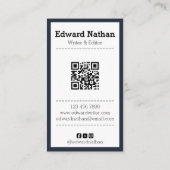 Retro professionele schrijfmachine qr-code visitekaartje (Achterkant)