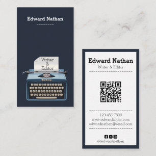 Retro professionele schrijfmachine qr-code visitekaartje