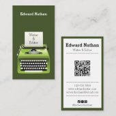 Retro professionele schrijfmachine qr-code visitekaartje (Voorkant / Achterkant)