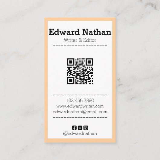 Retro professionele typemachine qr-code visitekaartje (Achterkant)