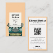 Retro professionele typemachine qr-code visitekaartje (Voorkant / Achterkant)