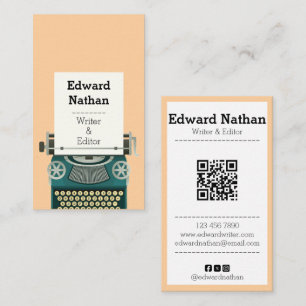 Retro professionele typemachine qr-code visitekaartje