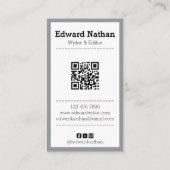 Retro professionele typemachine qr-code visitekaartje (Achterkant)
