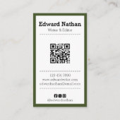 Retro professionele typemachine qr-code visitekaartje (Achterkant)