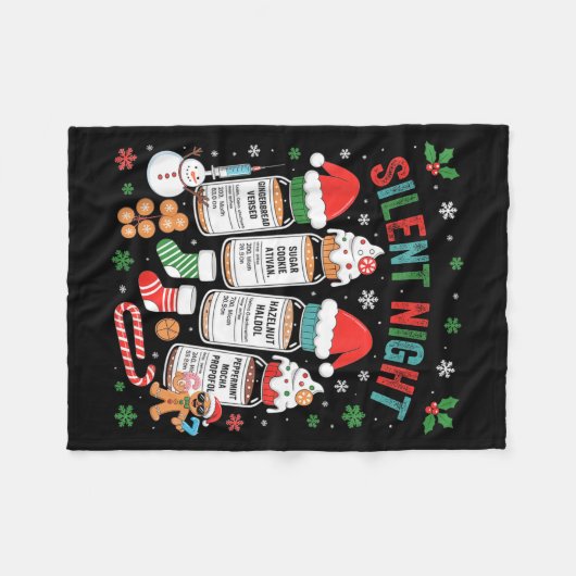 Retro Profol Silent Night Icu Nurses Funny Merry C Fleece Deken (Voorkant (Horizontaal))