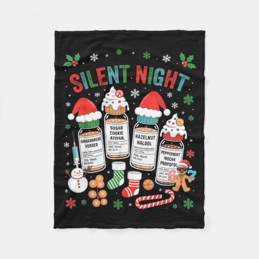 Retro Profol Silent Night Icu Nurses Funny Merry C Fleece Deken (Voorkant)