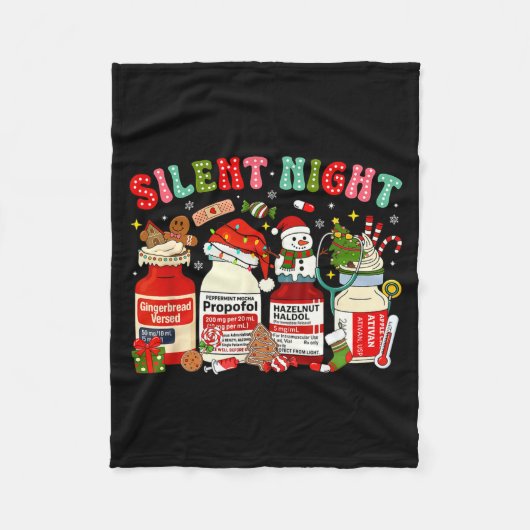 Retro Profol Silent Night Icu Nurses Funny Merry C Fleece Deken (Voorkant)