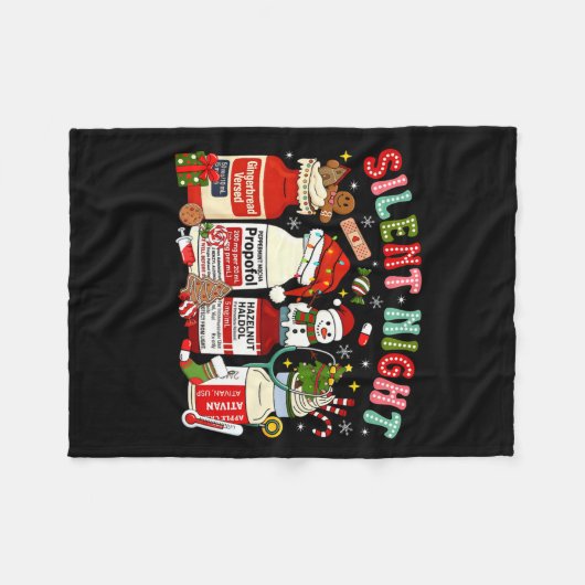 Retro Profol Silent Night Icu Nurses Funny Merry C Fleece Deken (Voorkant (Horizontaal))