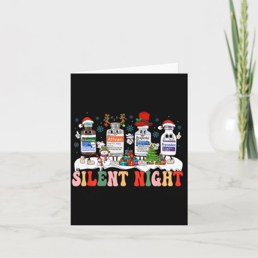 Retro Profol Silent Night Icu Nurses Funny Merry C Kaart (Voorkant)